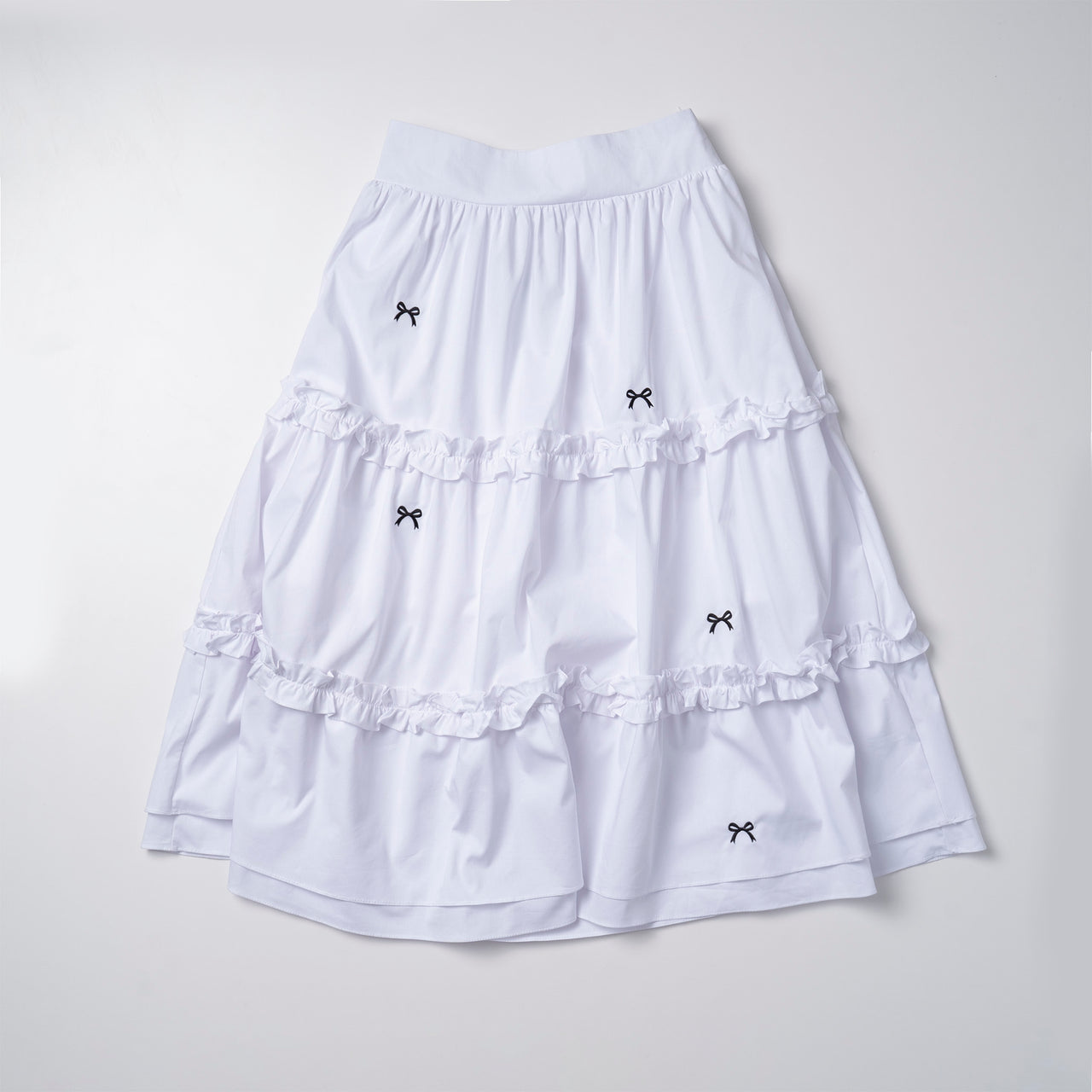 Mini Bows Long Skirt - White